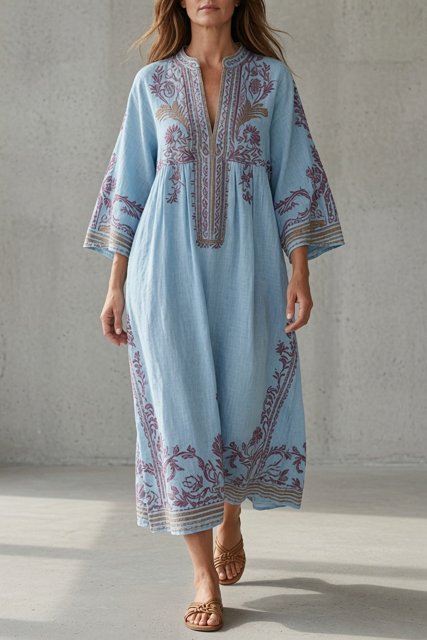 Elowen | Embroidered Bohemian Midi Dress