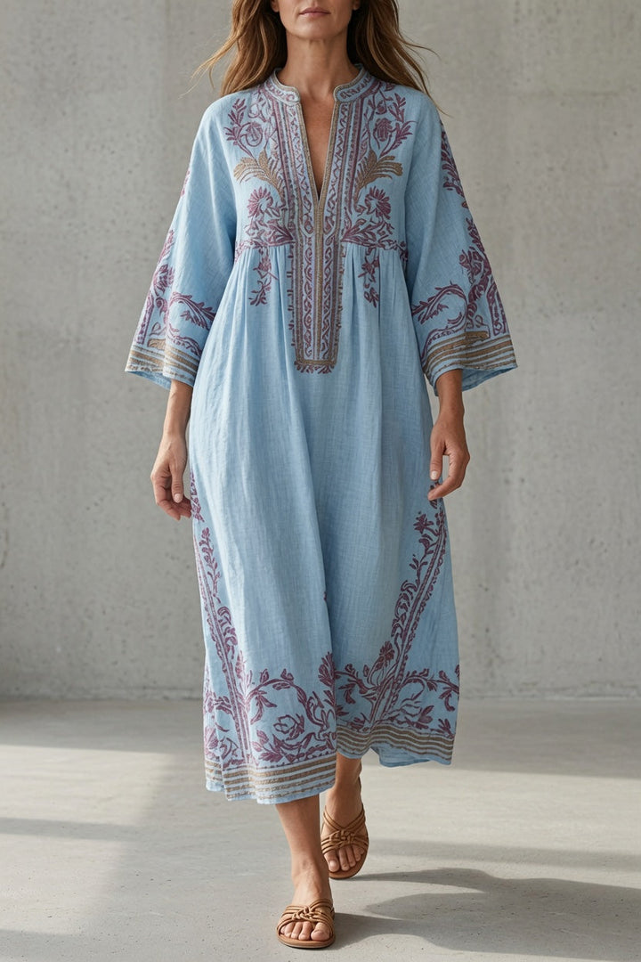 Elowen | Embroidered Bohemian Midi Dress