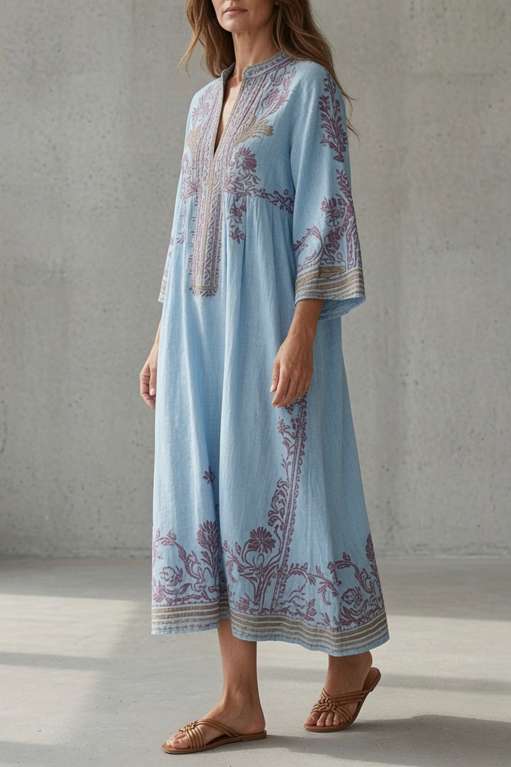 Elowen | Embroidered Bohemian Midi Dress
