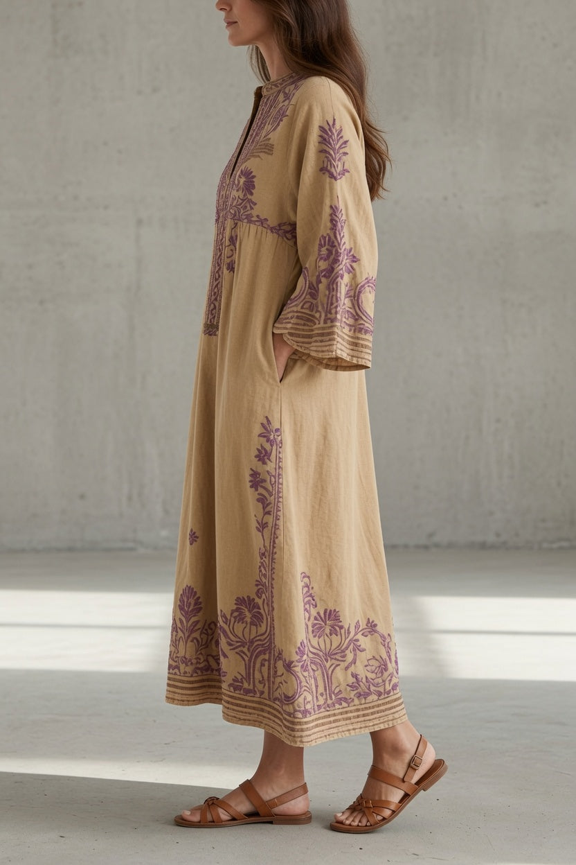 Elowen | Embroidered Bohemian Midi Dress