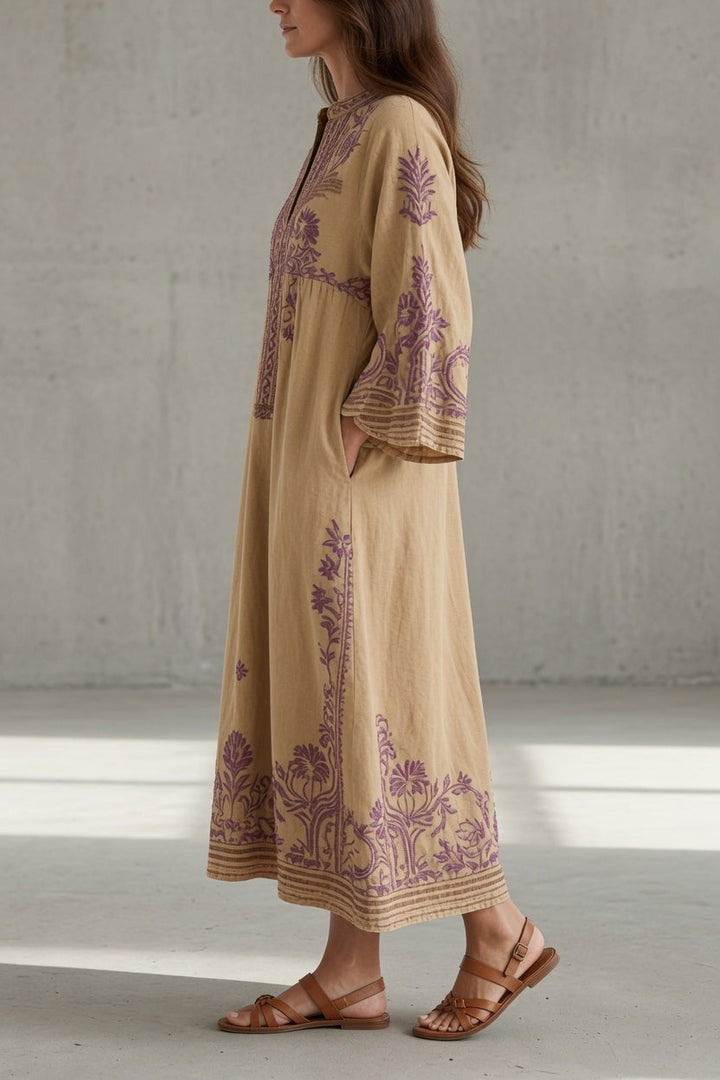 Elowen | Embroidered Bohemian Midi Dress