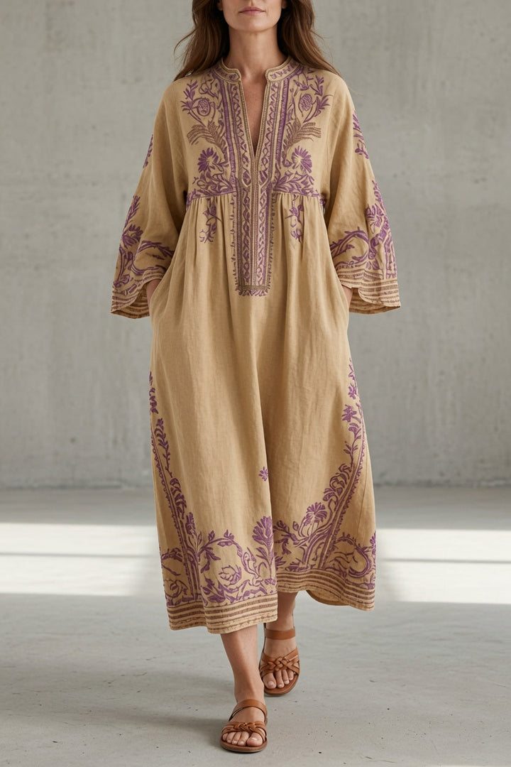 Elowen | Embroidered Bohemian Midi Dress