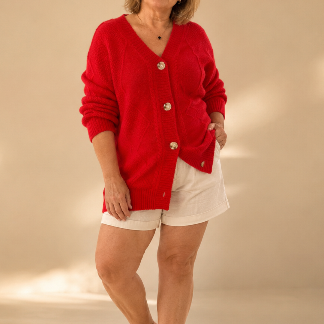 Hensley knitted cardigan in Red