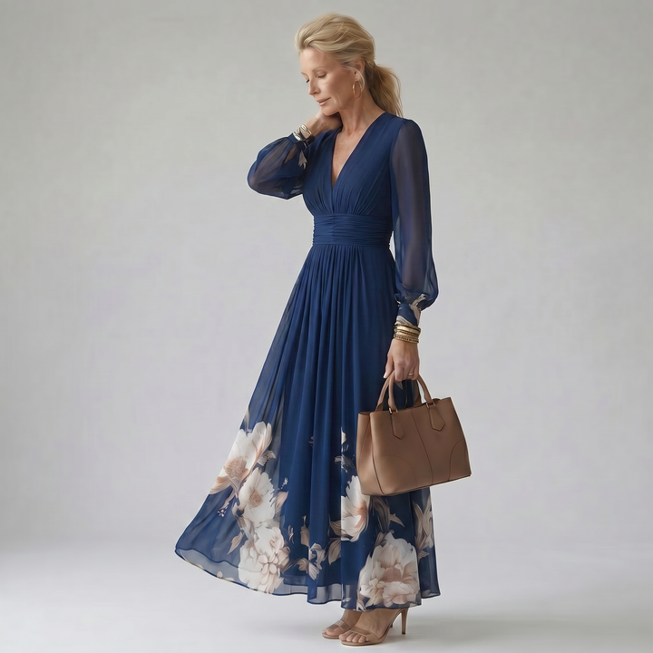 Lilly | Navy Floral Comfortable Maxi Dress