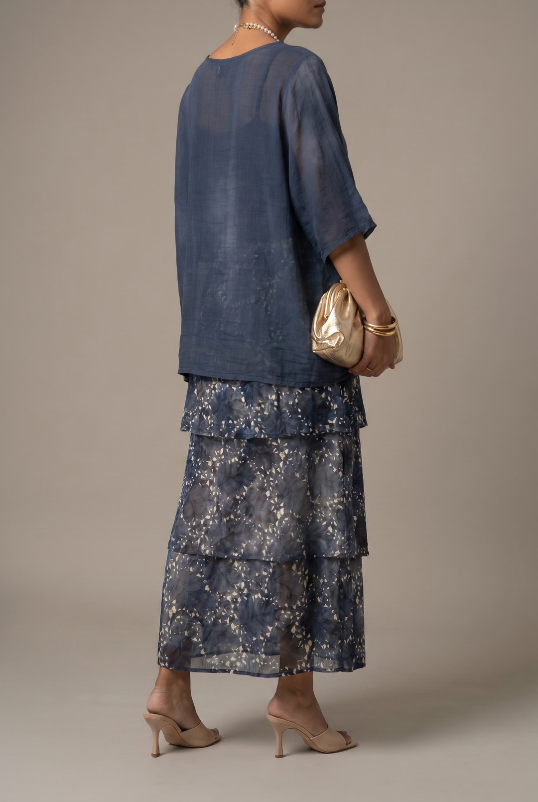 Nora | Navy Tiered Maxi Dress Elegant & Relaxed Fit