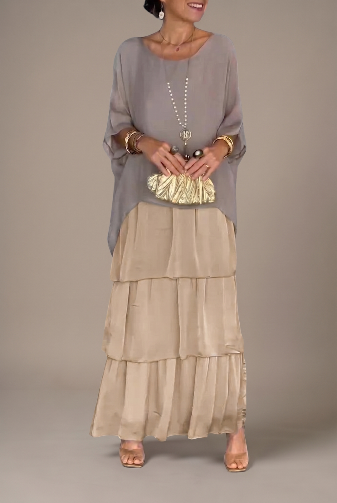 Nora | Navy Tiered Maxi Dress Elegant & Relaxed Fit