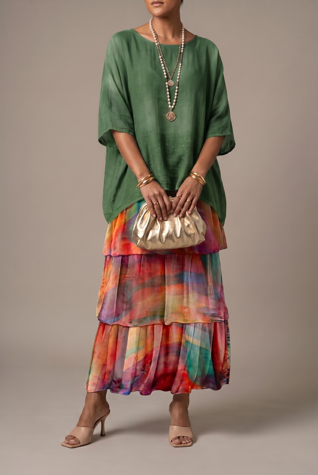 Nora | Navy Tiered Maxi Dress Elegant & Relaxed Fit