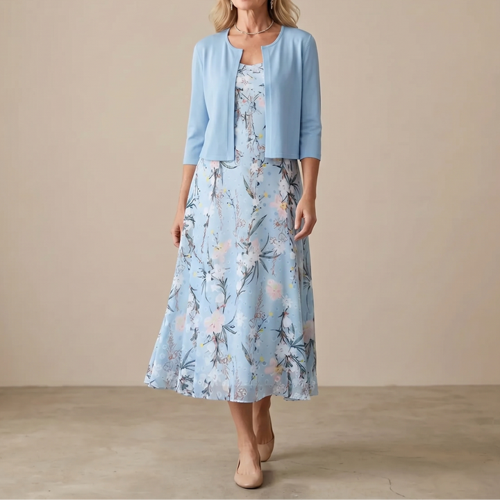Wanda | Floral Print Midi Dress With Blazer