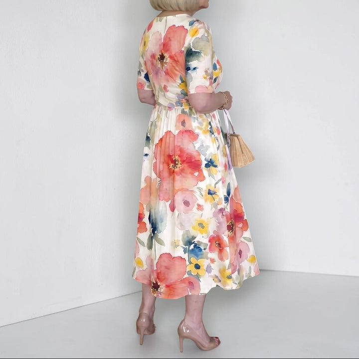 Colleen | Watercolor Floral Midi Dress