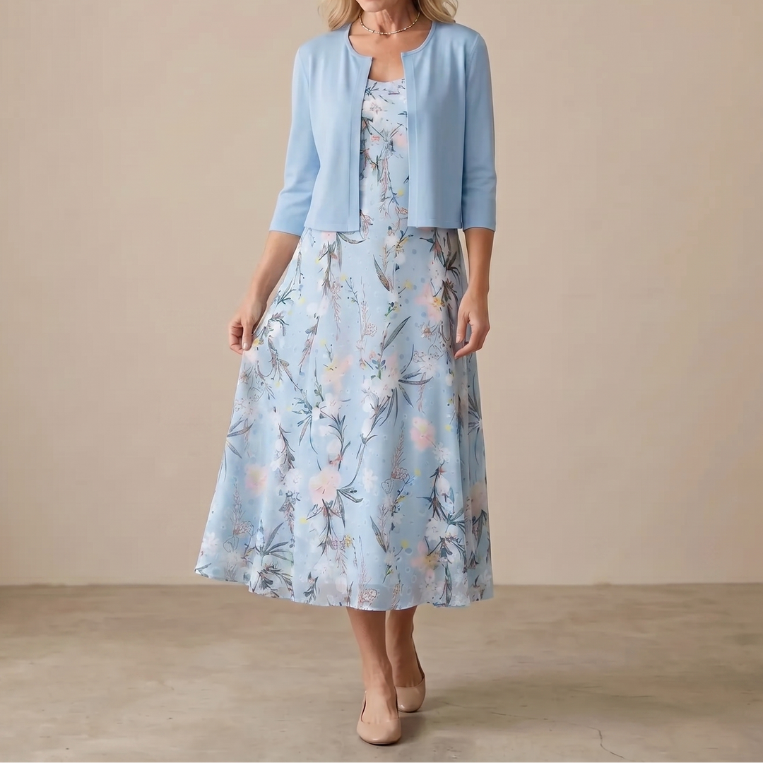 Wanda | Floral Print Midi Dress With Blazer