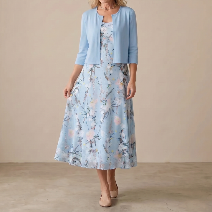 Wanda | Floral Print Midi Dress With Blazer