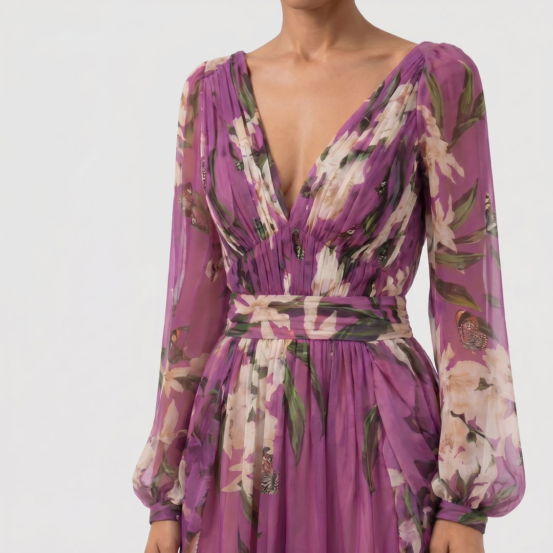 Améline | Romantic Floral Evening Maxi Dress