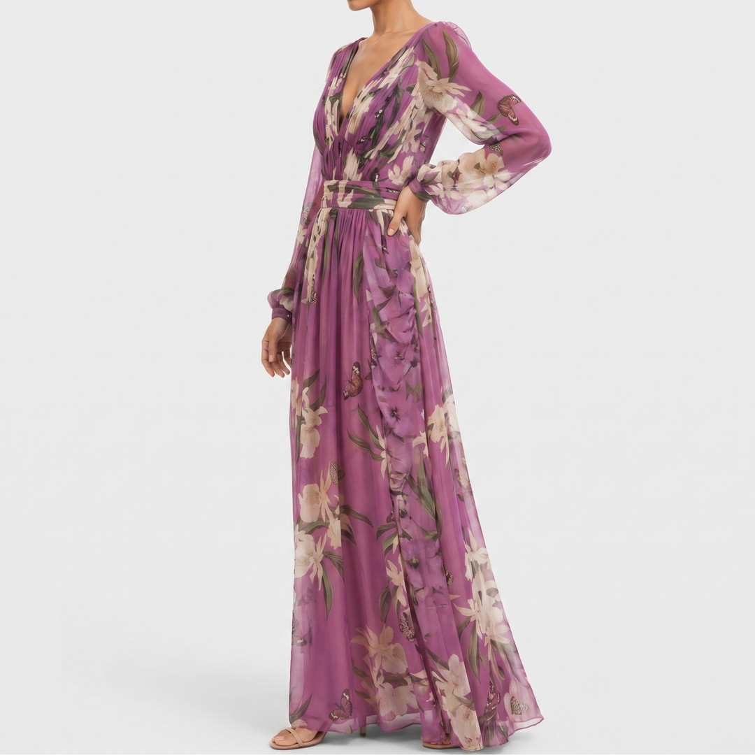 Améline | Romantic Floral Evening Maxi Dress