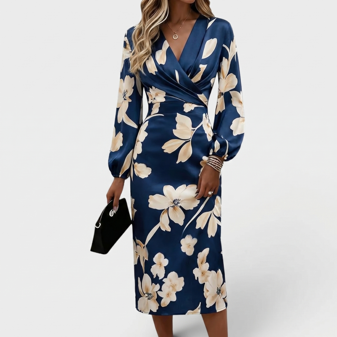 Sapphire Rose | Floral Wrap Midi Dress
