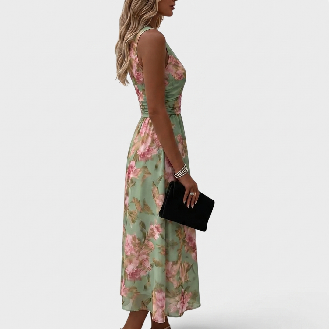 Rosalie | Floral Wrap Waist Midi Dress