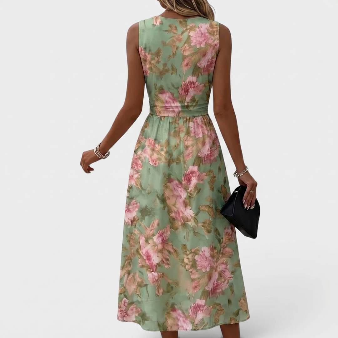 Rosalie | Floral Wrap Waist Midi Dress