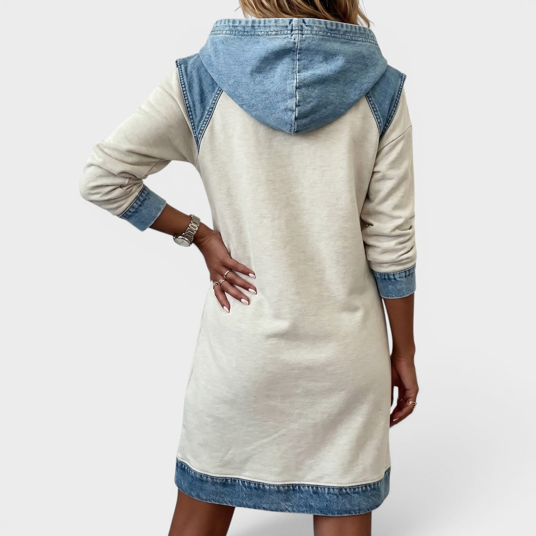 Harper | Hooded Contrast Trim Casual Sweatshirt Dress