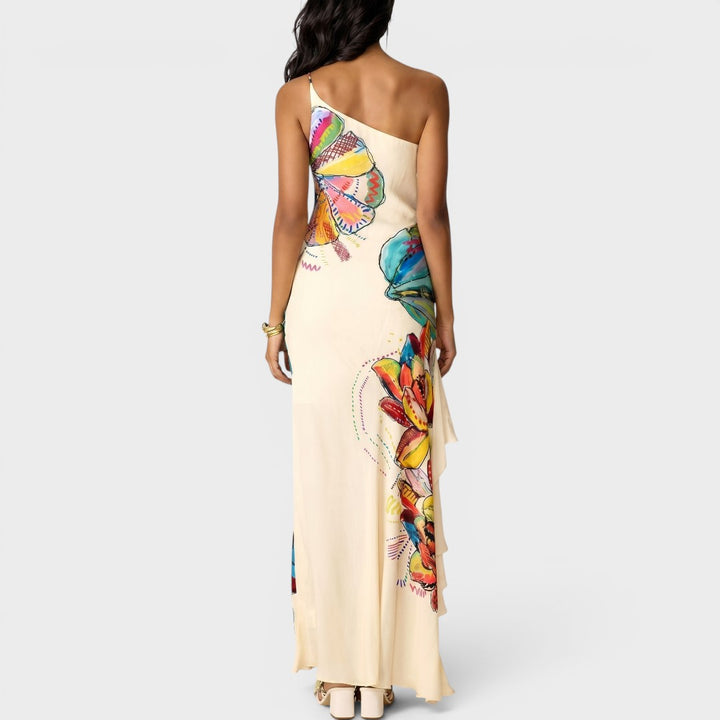 Valencia | One-Shoulder Artistic Ruffle Maxi Dress