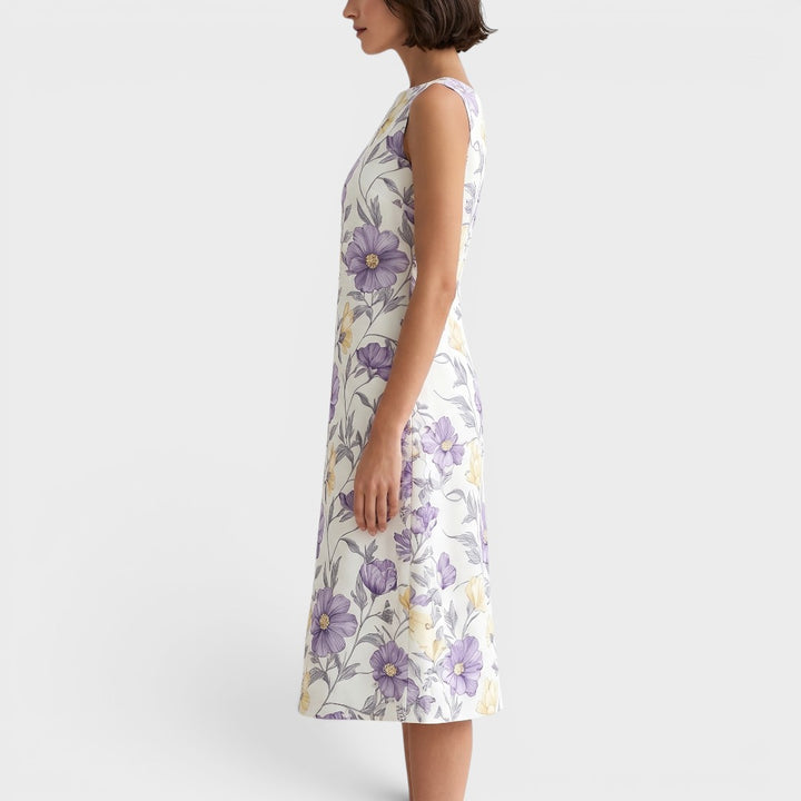 Camille | Sleeveless Floral A-Line Midi Dress