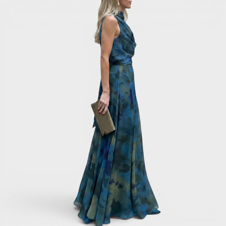 Marina | Watercolor Drape Neck Maxi Dress