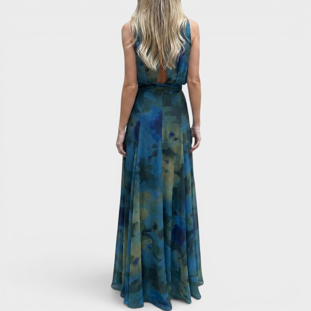 Marina | Watercolor Drape Neck Maxi Dress