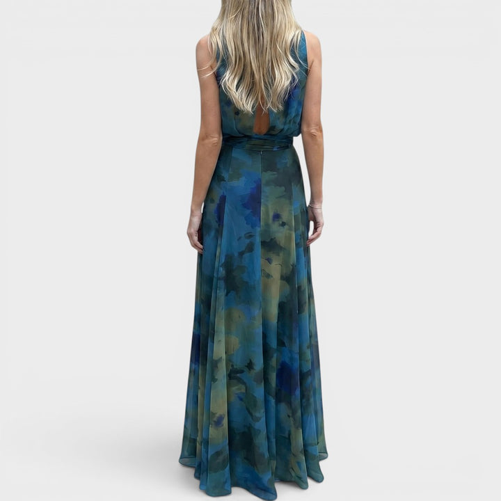Marina | Watercolor Drape Neck Maxi Dress