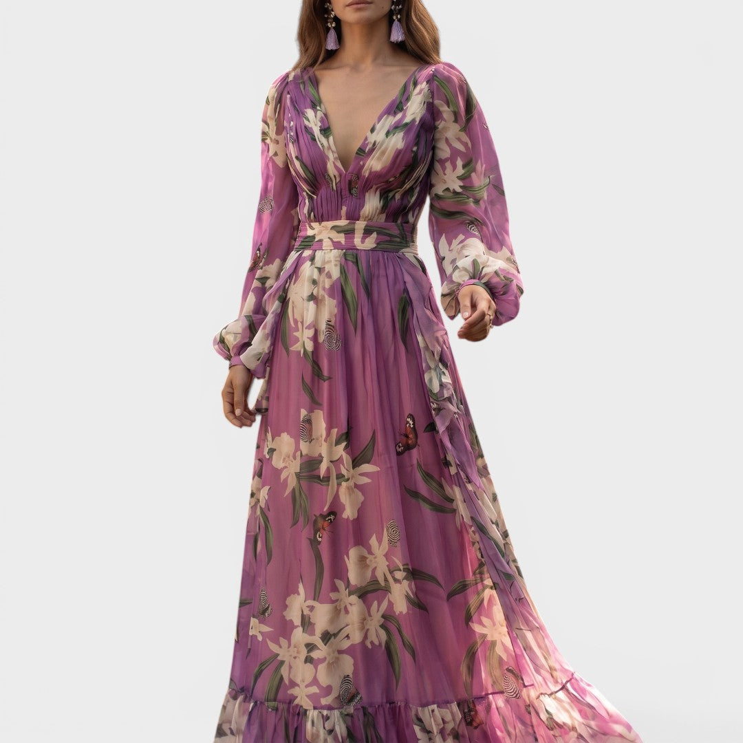 Amara | Floral Long Sleeve Maxi Dress