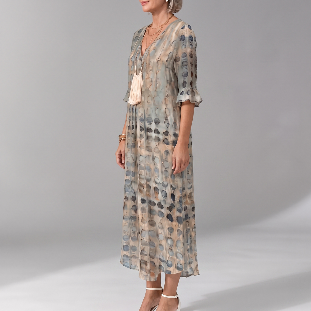 Maren | Textured Print Midi Dress