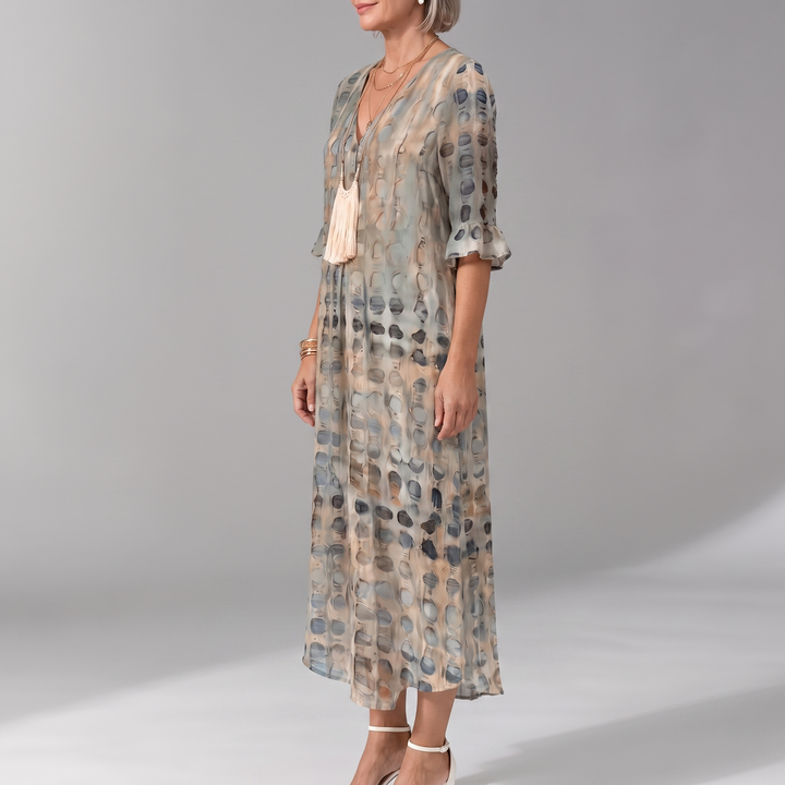 Maren | Textured Print Midi Dress
