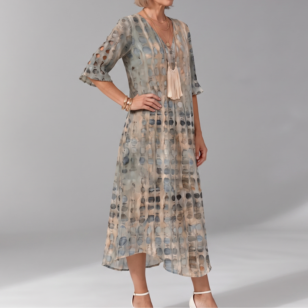 Maren | Textured Print Midi Dress