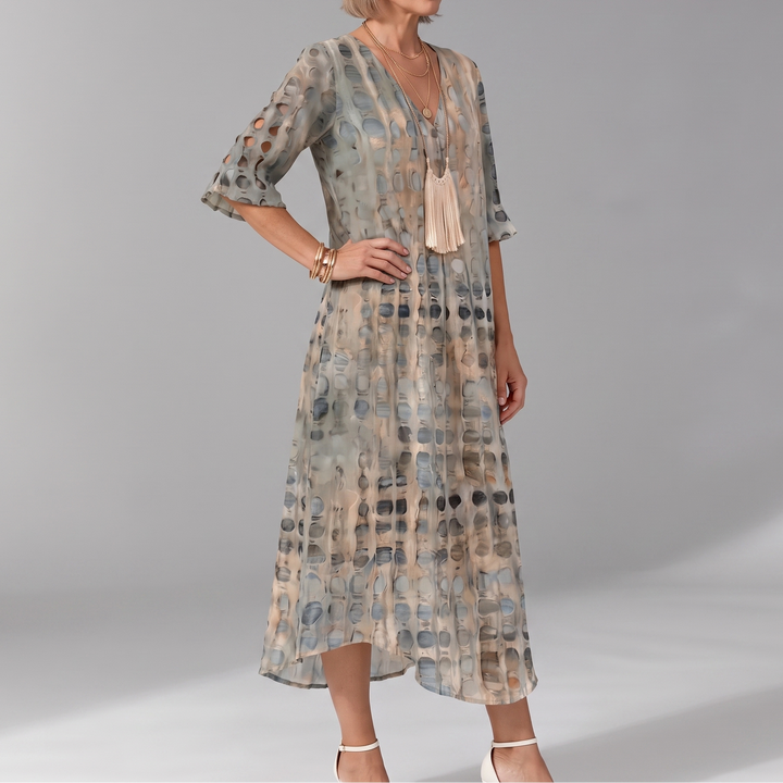 Maren | Textured Print Midi Dress
