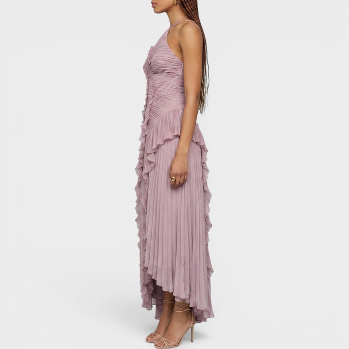 Rosalie | Pleated Ruffle Evening Maxi Dress