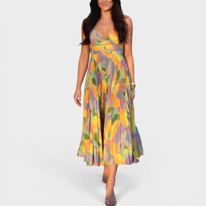 Marisol | Pleated Floral Midi Dress