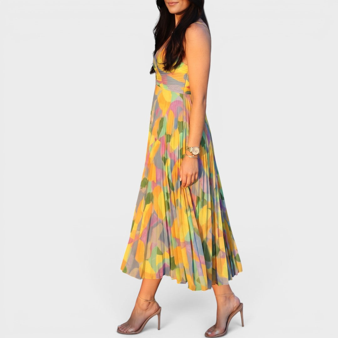 Marisol | Pleated Floral Midi Dress