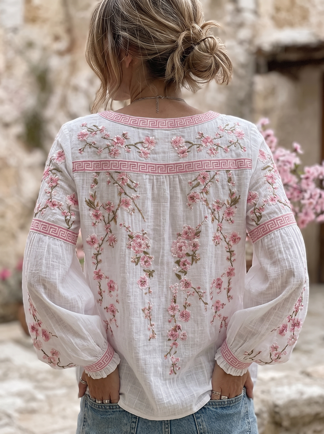 Rosalie | Embroidered Floral Peasant Blouse