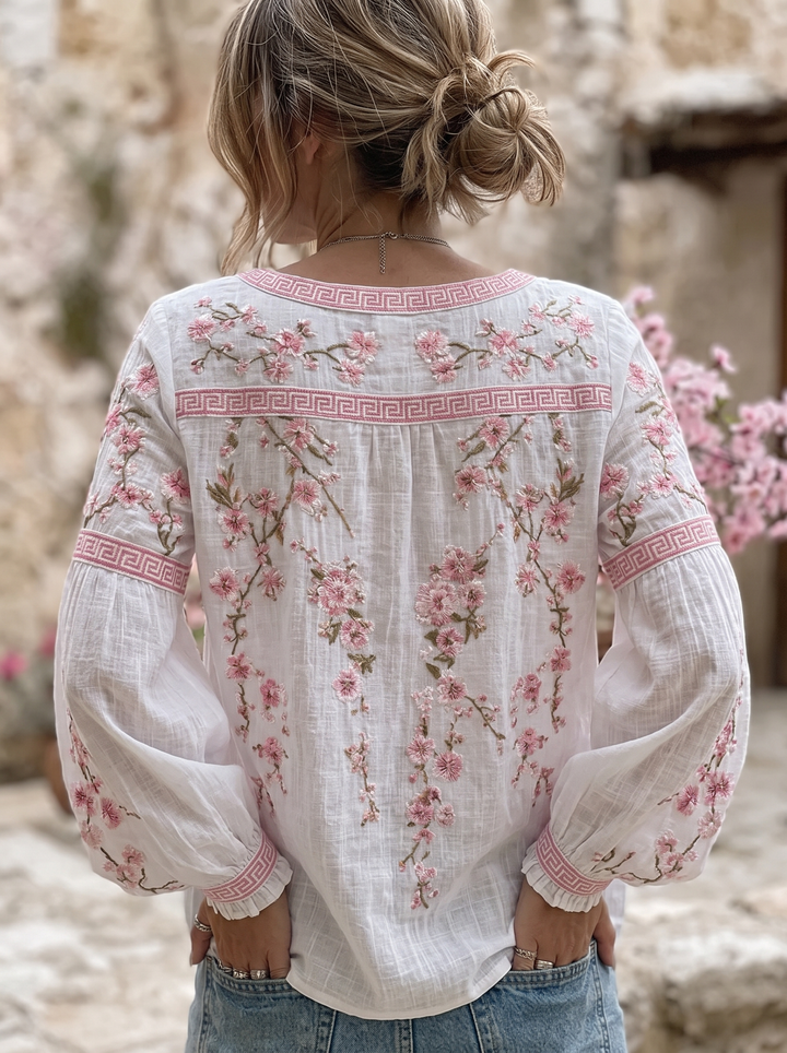 Rosalie | Embroidered Floral Peasant Blouse