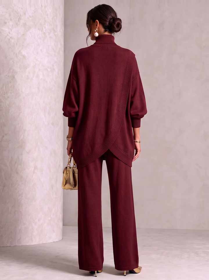 Adele | Burgundy Asymmetrical Knit Set