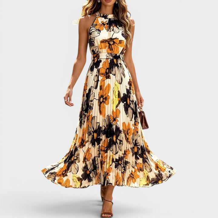 Amber | Floral Pleated Midi Dress