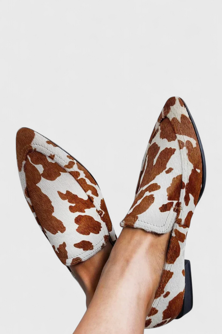 Leather Moccasins Greece with Low Heel and Pointed Toe