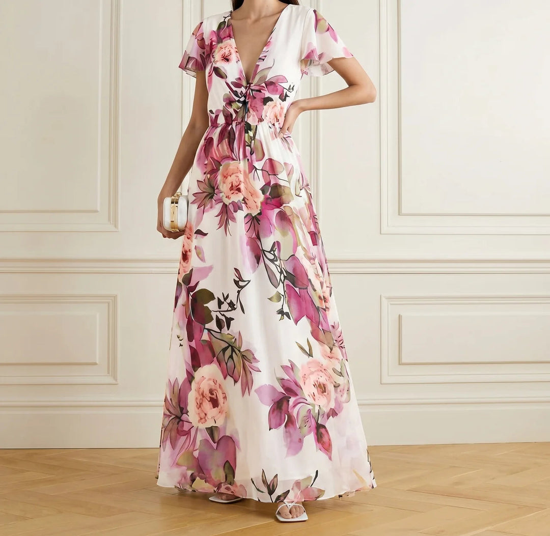Amelia | Watercolor Floral Midi Dress