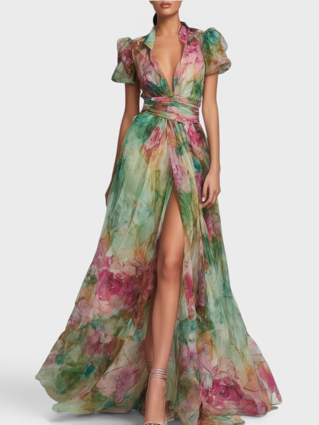 Verdant | Watercolor Floral Maxi Dress