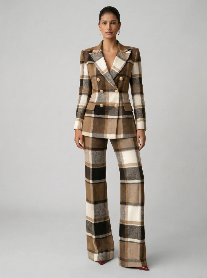 Olivia | Elegant Plaid Tailored Set