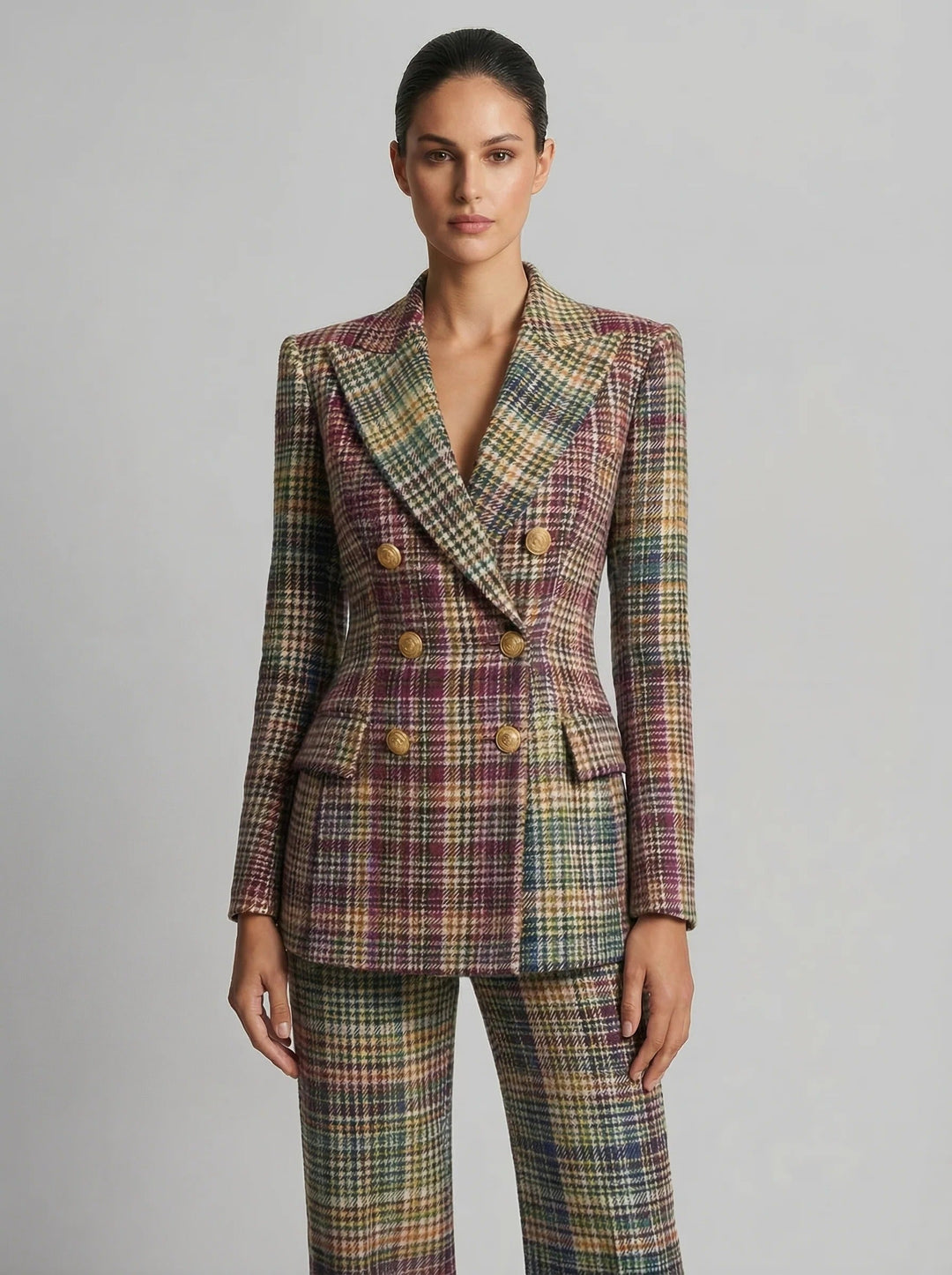 Olivia | Elegant Plaid Tailored Set