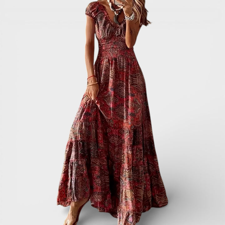 Iris | Smocked V-Neck Maxi Dress
