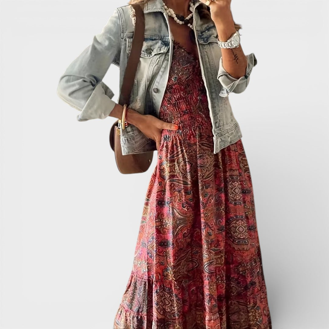 Iris | Smocked V-Neck Maxi Dress