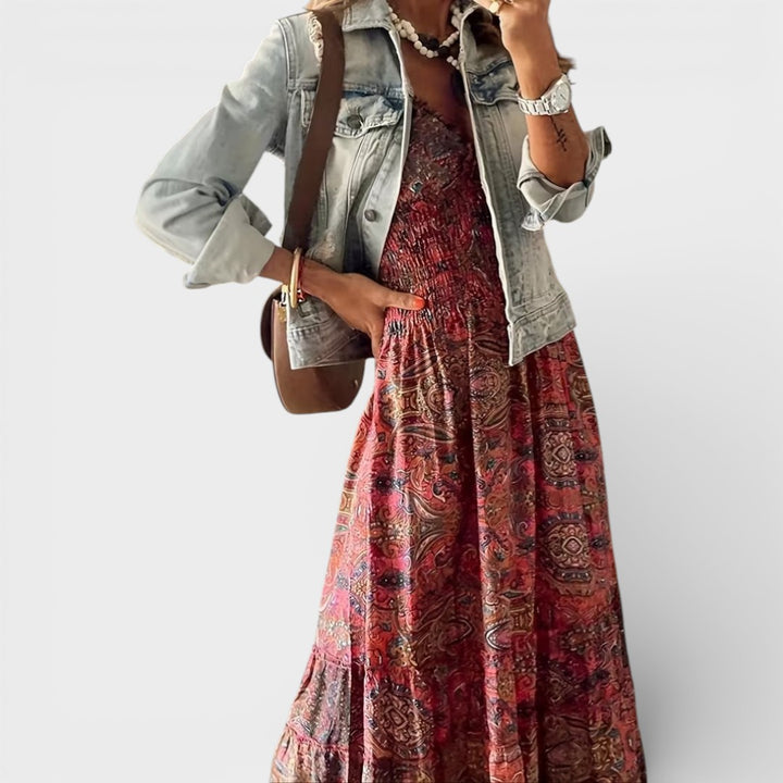 Iris | Smocked V-Neck Maxi Dress