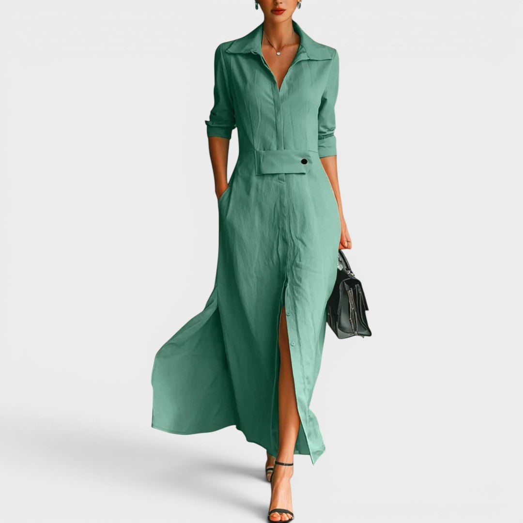 Seraphina | Elegant Flowing Shirt Maxi Dress