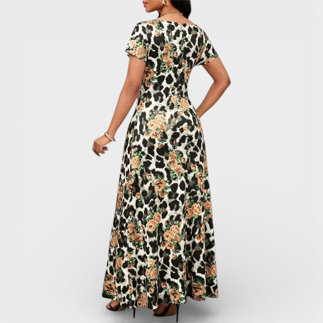 Bella | Floral Leopard Maxi Dress