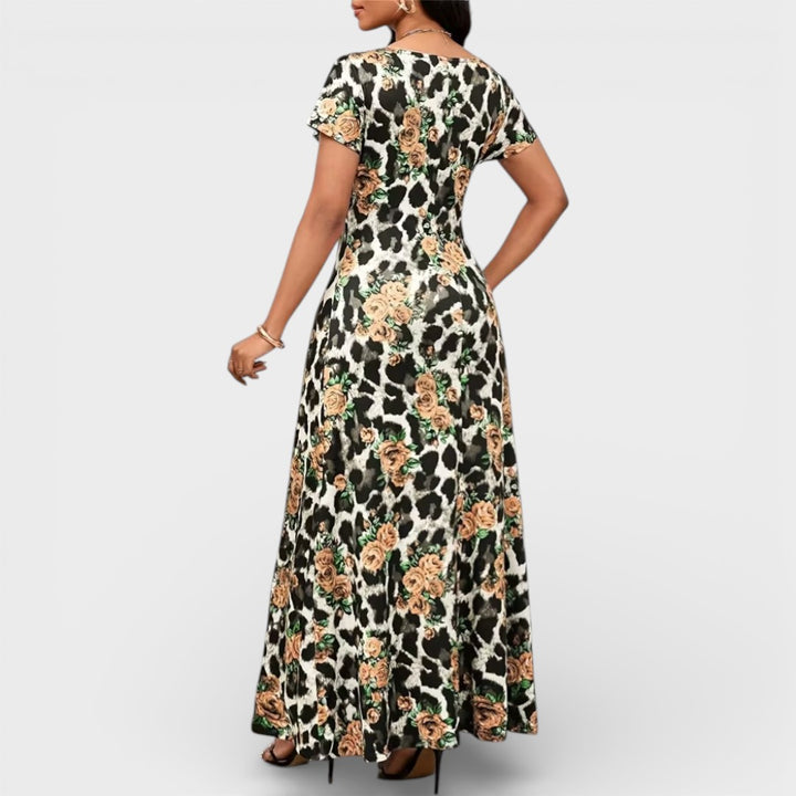 Bella | Floral Leopard Maxi Dress