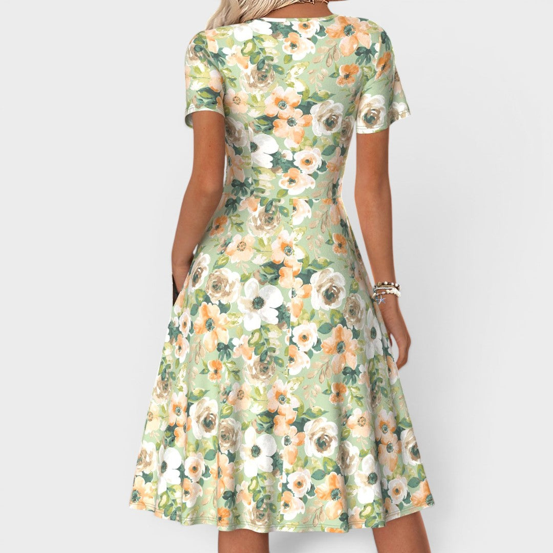 Camille | Floral Wrap Waist Midi Dress